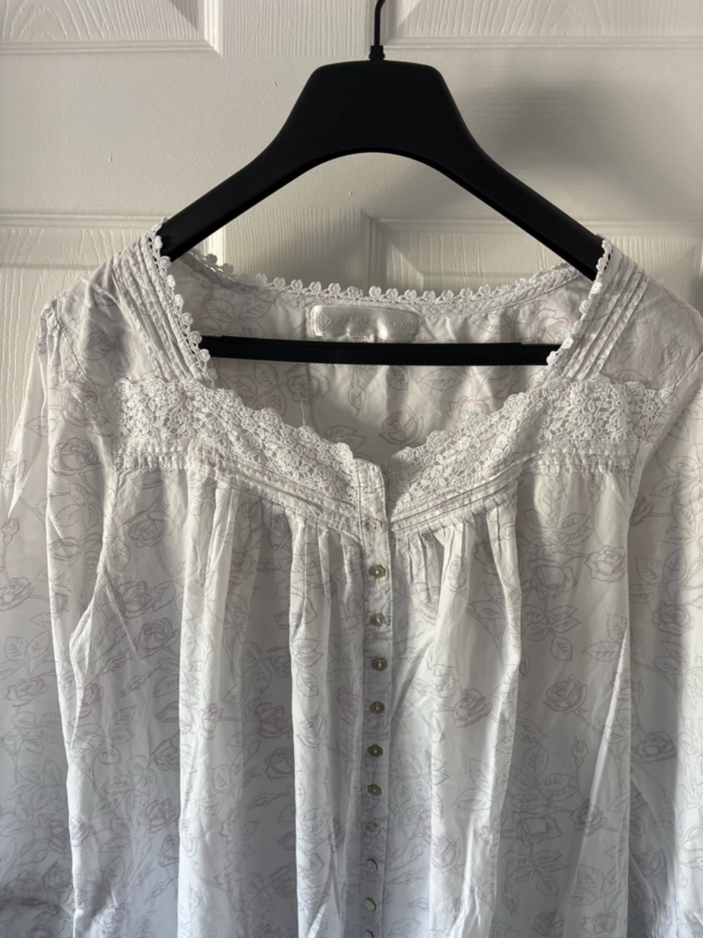 Eileen West White Floral Lace-Trim Nightgown Size XL - Picture 4 of 6